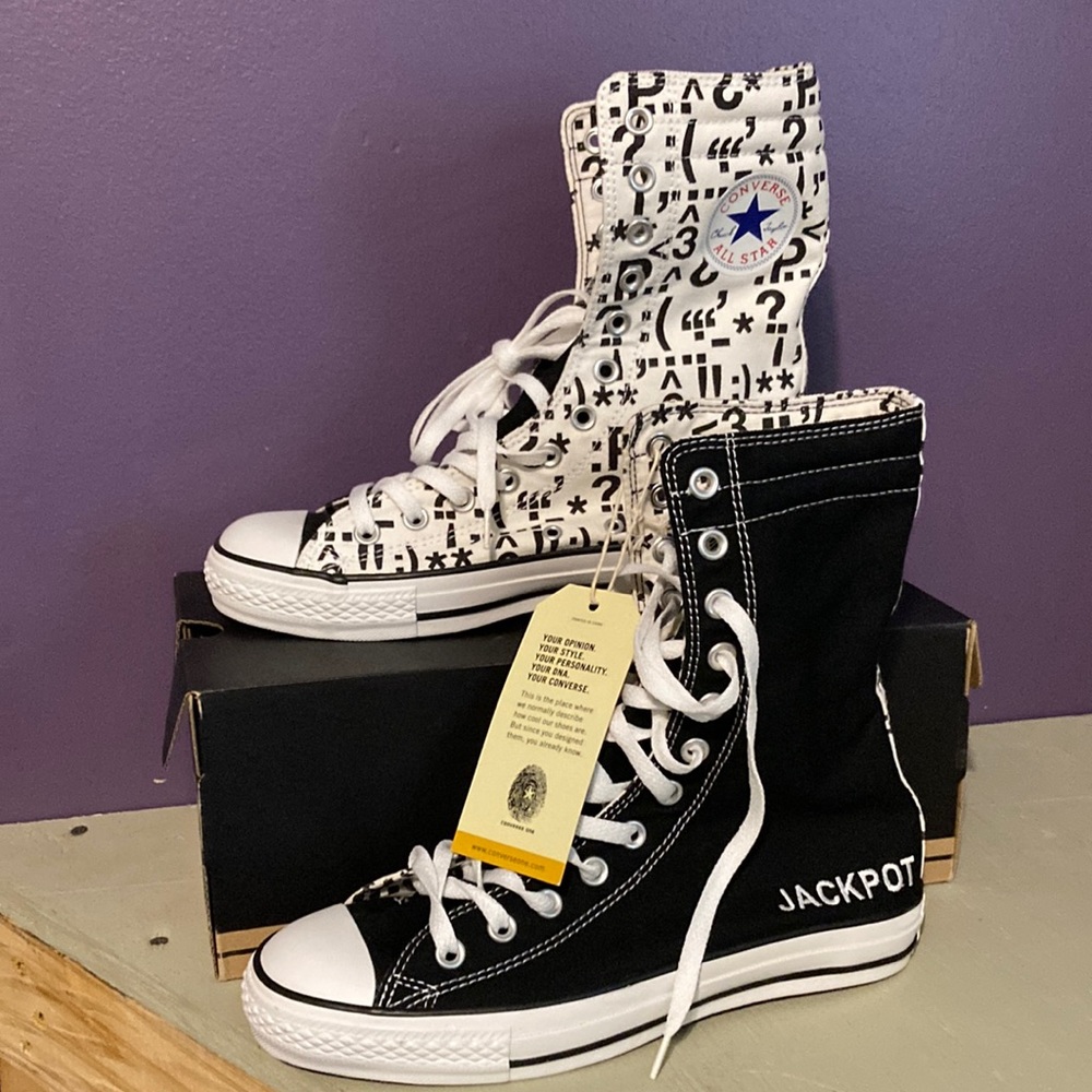 Converse Custom extra tall high tops mens 7 women’s 9